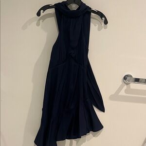 Selfie Leslie Halter Navy Asymmetrical Dress